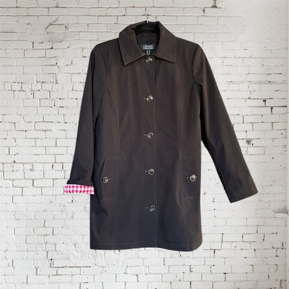 Dennis Basso Water Resistant Button Front Jacket with Printed red white lining - Picture 4 of 13